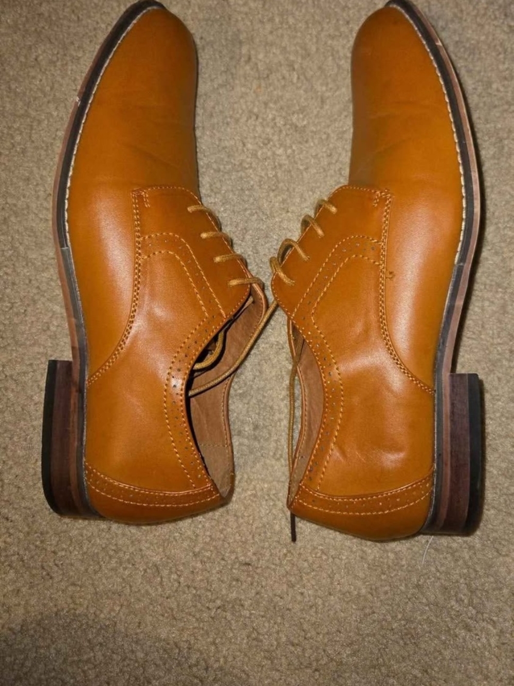 Vostey Cognac Leather Oxford Dress Shoes